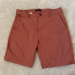 Kenneth Cole Men's Brick Red Flat-Front Chino Shorts